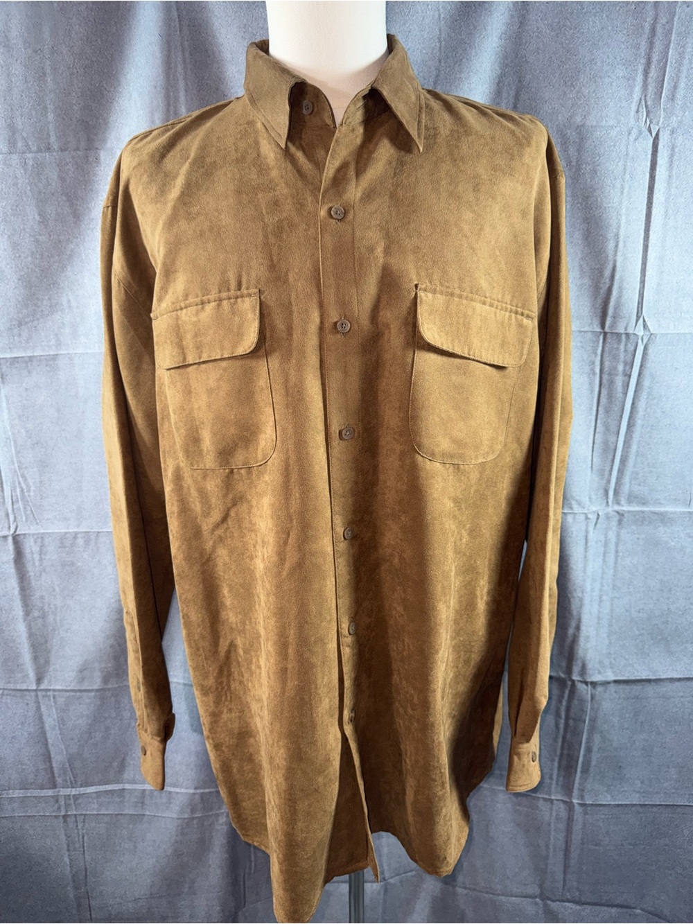 3026-George Men's Tan Suede Button-Front Shirt Jacket